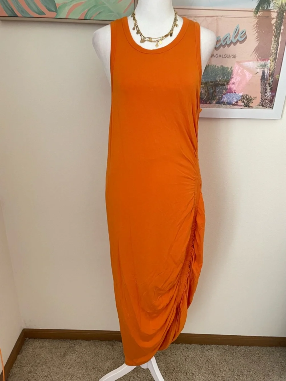 Veronica Beard Haylee Midi Dress in Orange Size Large